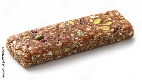 Obraz healthy nut and seed granola bar with oats and chocolate chips for snack and breakfast