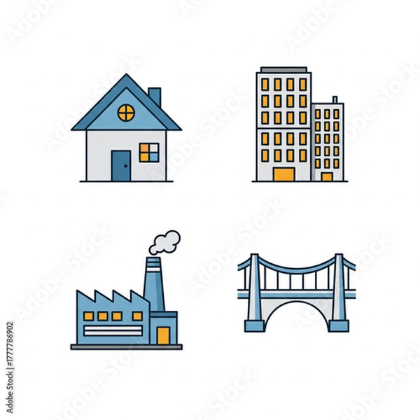 Fototapeta building icons set