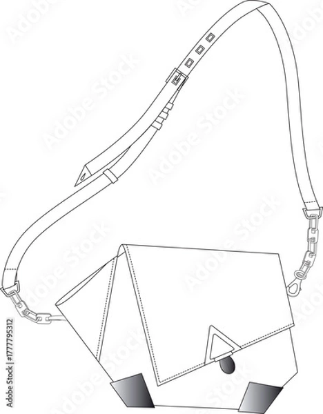 Fototapeta Stylish Sling Bag Illustration Modern Geometric Design with Adjustable Strap