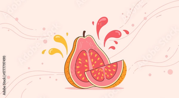 Fototapeta Vibrant Guava Slice Illustration Showing Fruity Freshness and Visual Delight for Food Content