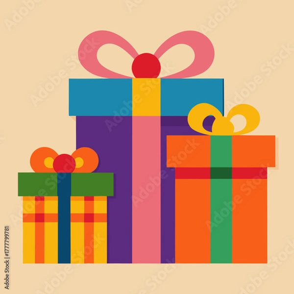 Obraz Stacked Christmas gift boxes