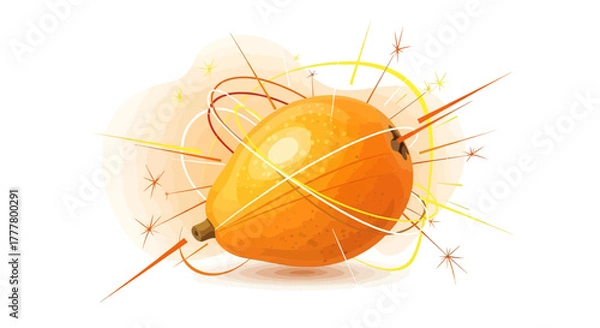 Fototapeta Vibrant Illustration of a Fresh Orange Fruit with Artistic Swirls and Bursting Elements