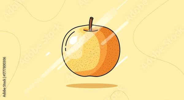 Fototapeta Vibrant Illustration of a Fresh, Stylized Pear on a Solid Yellow Background
