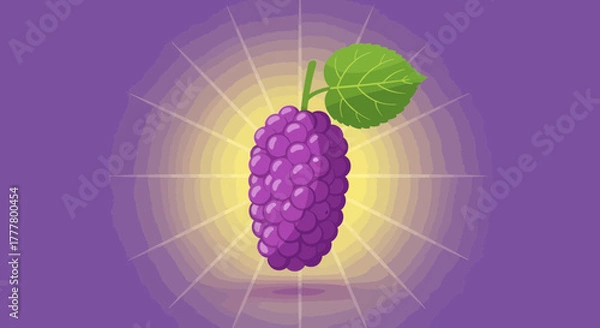 Fototapeta Vibrant Illustration Of A Luscious Purple Grape Bunch Illuminated With Radiant Light