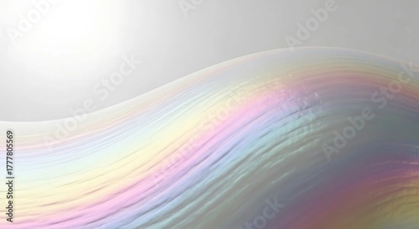 Fototapeta Vector illustration of abstract iridescent wave with rainbow colors, resembling a soap bubble surface