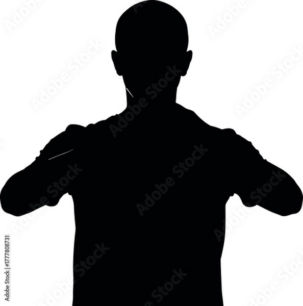 Fototapeta Silhouette of a Person with Arms Extended Back View.