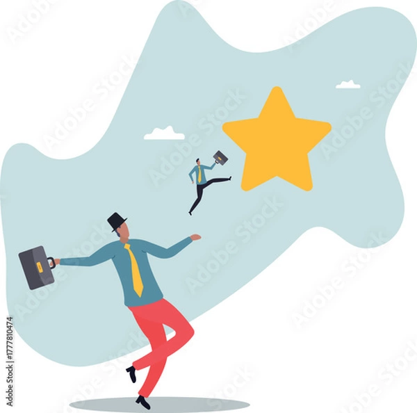 Fototapeta Career development support, assistant or mentor to help reach business goal to achieve target .about a man and his life.