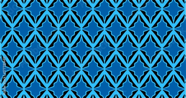 Fototapeta Blue geometric seamless pattern with diamond shapes forming a bold modern textile and wallpaper background.