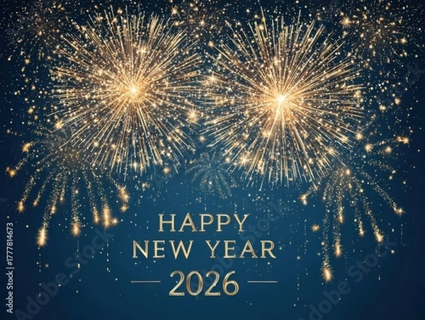 Fototapeta Exploding fireworks in the night sky for new year 2026