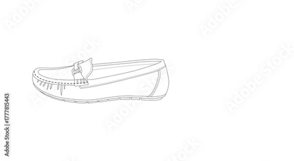 Fototapeta Shoe Line art vector outline drawing isolated on white background.
Shoe sketch, Sneakers vector,
Minimalist black and white vector illustration.