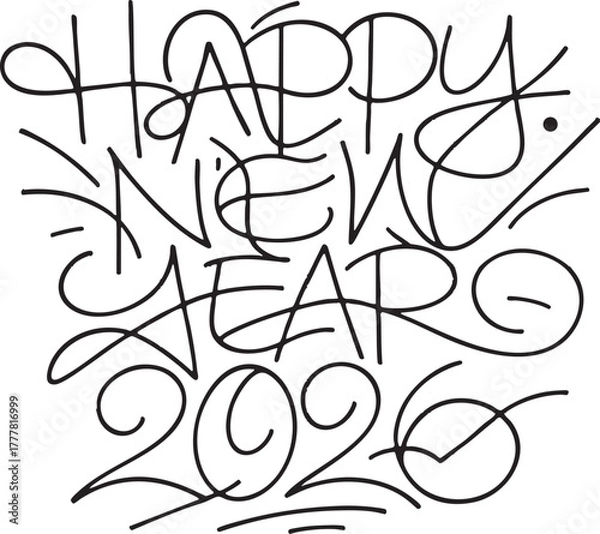 Fototapeta graffiti written "Happy New Year 2026" vector illustration