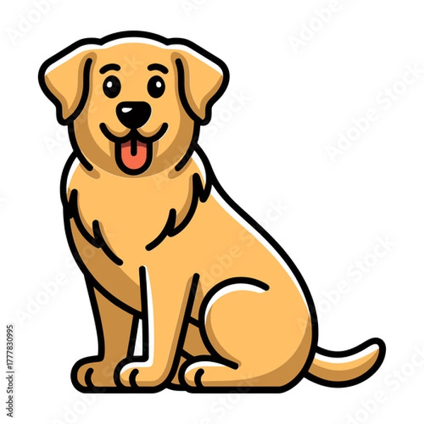 Fototapeta Cartoon Golden Retriever Dog with a Happy Expression.