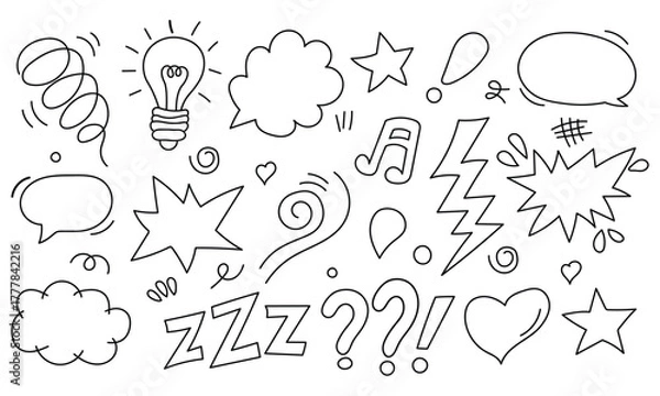 Fototapeta Hand Drawn Graphic Elements Vector Illustration Doodle Set