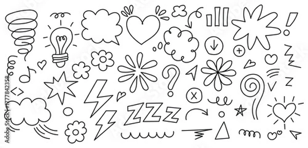 Fototapeta Hand Drawn Doodle Collection Vector Illustration Set