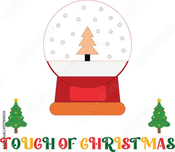 Fototapeta Christmas Snow Globe with Tree Inside Festive Elements holiday winter