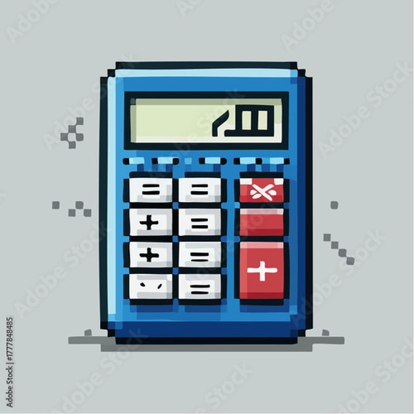 Obraz Pixel Calculator Icon – Retro 8Bit Office Math Tool for Finance, Study, and Productivity