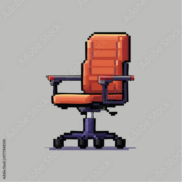 Obraz Pixel Office Chair Icon – Ergonomic Retro Chair for Work, Office, and Productivity Scenes