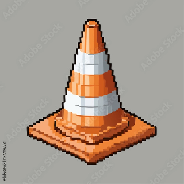 Obraz Pixel Art Traffic Cone Icon
