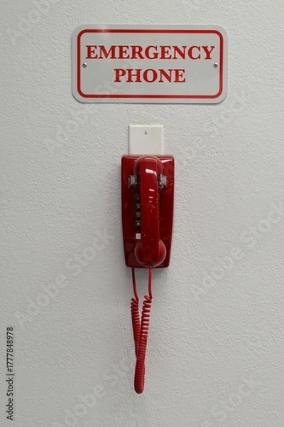 Obraz Emergency analogue telephone mounted on a wall. 