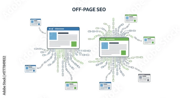 Fototapeta Interconnected web pages forming link building networks for digital marketing strategy