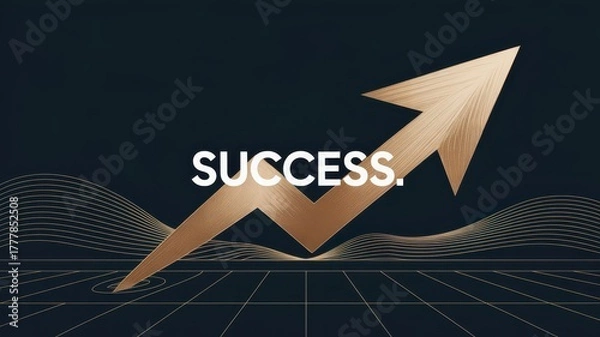Fototapeta Achieve success with this upward trending arrow, visualizing growth and progress for your business in a modern and dynamic design, inspiring confidence!