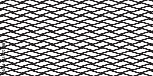 Obraz Black metal mesh seamless pattern vector illustration. Metal grid pattern. Silhouette Steel wire Chain link Fence Pattern.