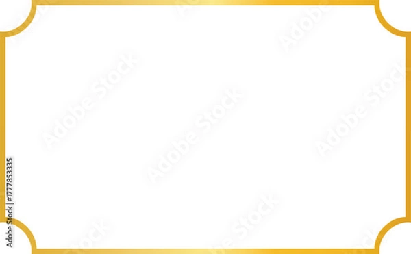 Fototapeta Luxury Gold Border Frame Vector with Elegant Curved Corners Template