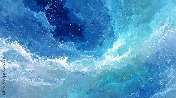 Obraz Abstract swirling ocean water with white foam and deep blue hues