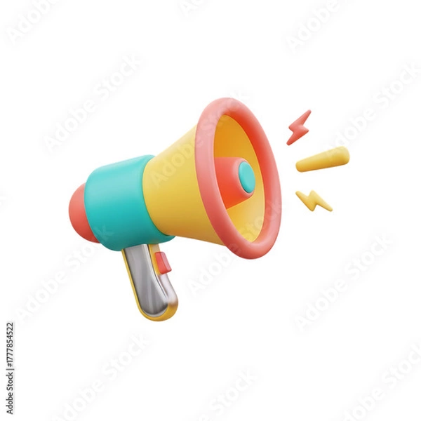 Obraz Make powerful announcements with this megaphone illustration for marketing campaigns isolated on transparent background png