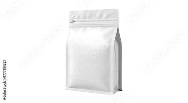 Fototapeta Blank white stand-up pouch with resealable zipper closure isolated on black background