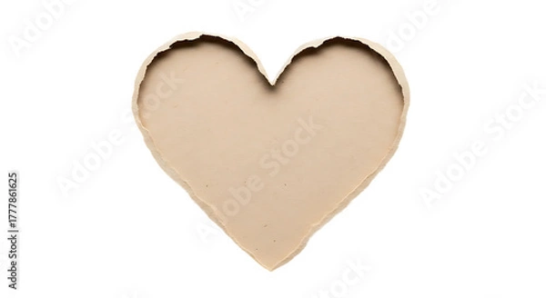 Fototapeta Rough paper cutout in the shape of a heart reveals a lighter background against intense black