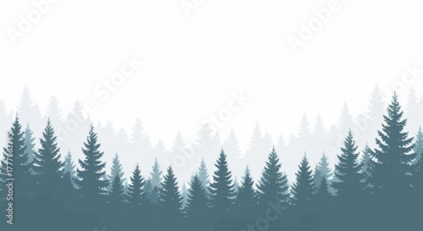 Fototapeta Abstract Background With Evergreen Pine Tree Forest Silhouette