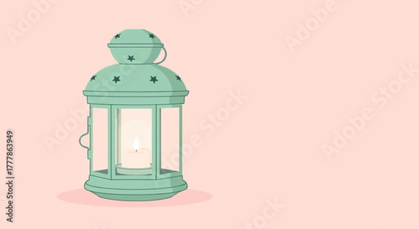 Fototapeta Elegant Lantern With Candlelight And Starry Design Illustration