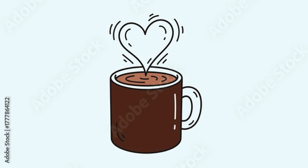 Fototapeta Steaming Mug With Heart Vector Design For Your Love Concept