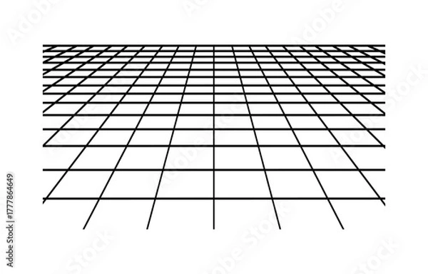 Obraz 
 Futuristic grid in perspective projection. Technology wireframe landscape. Vector perspective grid. Digital space.Vector illustration