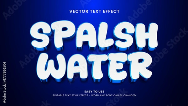 Fototapeta Editable text effect spalsh water 3d 