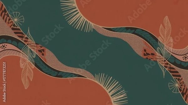 Fototapeta Bold Color-Drenched Boho Statement with Rich Geometric Tribal Patterns and Ornamental Design