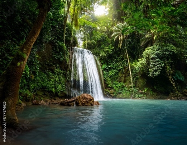 Fototapeta hidden jungle waterfall