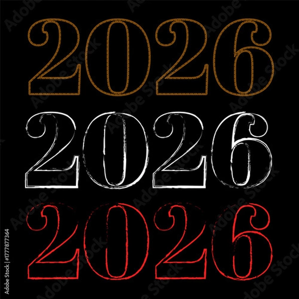 Obraz Textured 2026 Year Numbers in Multiple Styles