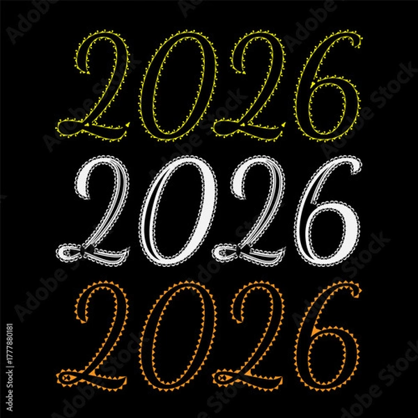 Obraz Elegant 2026 Numerals with Embroidered Texture