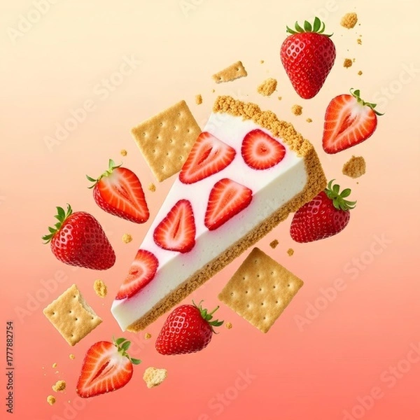 Fototapeta A professional, high-key, commercial food photograph captured in a high-speed, frozen-motion style