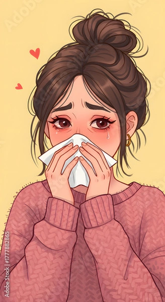 Obraz Female suffering from a cold