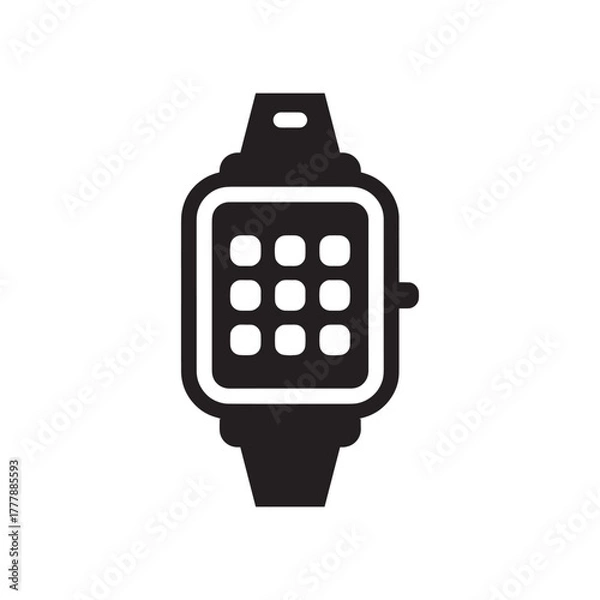 Fototapeta Smartwatch App Interface Silhouette | Grid Menu Watch Vector