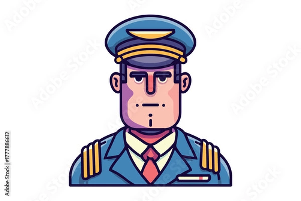 Obraz Professional airline pilot character with uniform and cap design