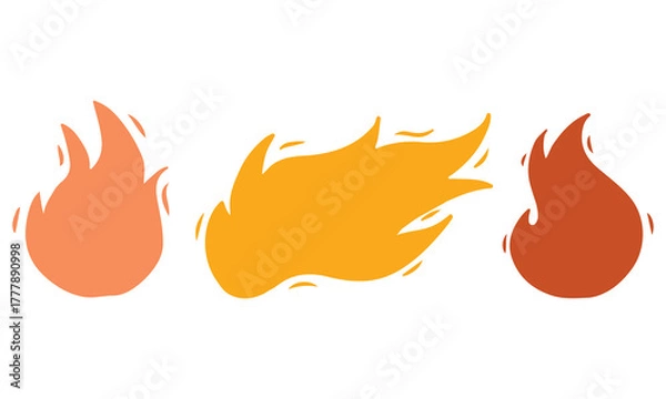 Fototapeta Flame Icons Collection – Fire, Heat, and Energy Symbol Designs .