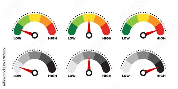 Obraz Risk and Performance Indicator Gauges with Dotted Scale