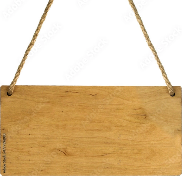 Obraz A wooden sign hangs on a thin rope