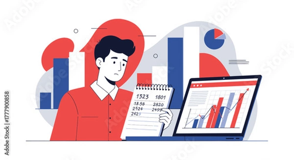 Fototapeta Analyst Assessing Financial Performance Through Data Charts Visual Representation