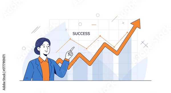 Fototapeta Businesswoman Pointing At Graph Representing Success and Continuous Financial Progress