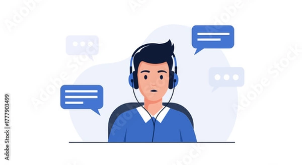Fototapeta Customer Service Representative Communication in Digital Marketing: Support Team Illustration